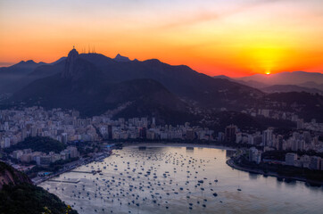 Corcovado hill and Botafogo bay seen from the Sugar Loaf.