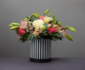 Bouquet of roses in a vase