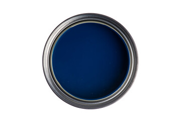 Blue can paint top view isolated on white background