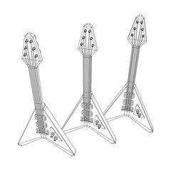 Electric guitar musical instrument. Wireframe low poly mesh vector illustration.