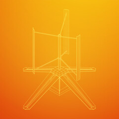 Obraz premium Darrieus wind turbine. Windmill generator wireframe low poly mesh. Vector illustration