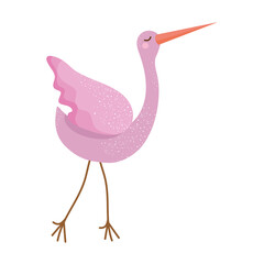 stork bird pink color icon vector illustration design