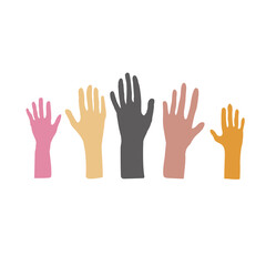 Hands care logo. Support logo out of hand. Hands up in defense of your rights vector. Consent and voting for freedom logo