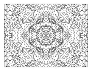 coloring full page mandala design. adult coloring page