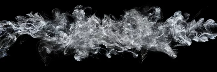Papier Peint photo Lavable Fumée fumée blanche horizontale isolée sur fond noir