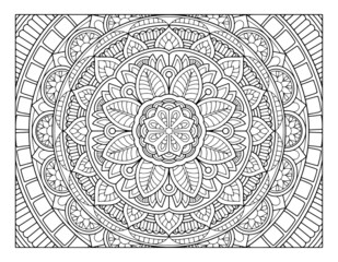 coloring full page mandala design. adult coloring page