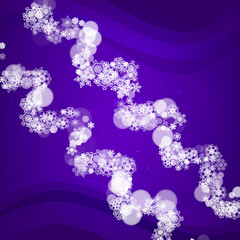 Xmas sales with ultra violet snowflakes. New Year frosty backdrop. Winter frame for gift coupons, vouchers, ads, party events. Christmas trendy background. Holiday banner for xmas sales.