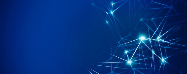 Panoramic abstract dot and triangle connection, The world is connect and smaller concept, Digital futuristic Earth minimalism background