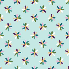 Colorful Textured Daisy Flower Seamless Pattern