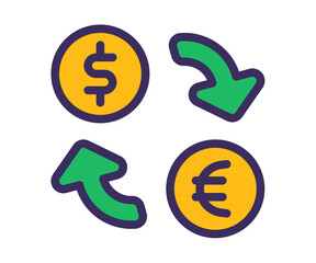 rate conversion exchange single isolated icon with filled line style