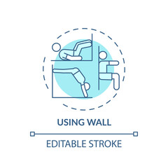 Using wall concept icon. Gym exercise alternative idea thin line illustration. Building strength, endurance. Tightening glutes, quads. Vector isolated outline RGB color drawing. Editable stroke