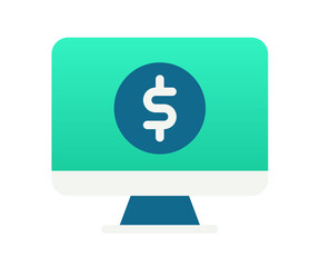 computer monetize screen single isolated icon with gradient style