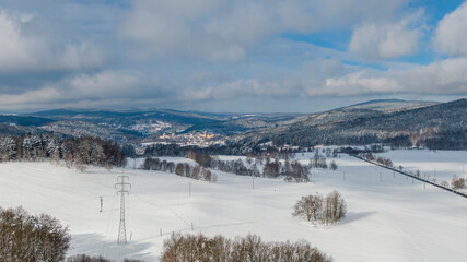 Winter landscape in Ore Mountains, Czechia