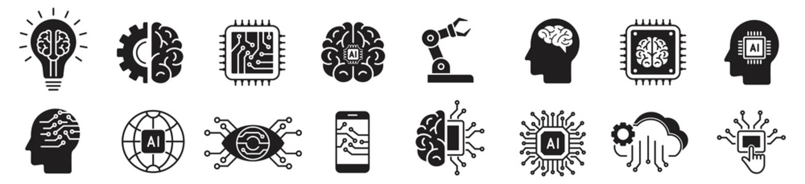 Artificial intelligence icons set. Simple set of artificial intelligence vector illustration on white background.