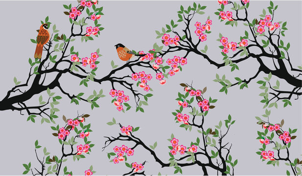 Seamless pattern with birds
