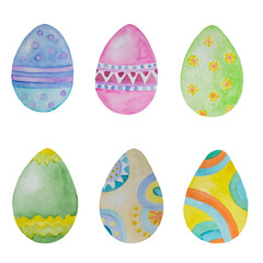 Watercolor illustration with easter eggs