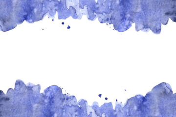 Obraz premium watercolour illustration.rectangular frame, blue background, splash,sea, sky, river, rain, background
