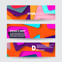 Fototapeta premium Collection horizontal business banner set vector templates. clean modern geometric abstract background layout for website design. simple creative cover header. in rectangle