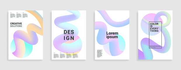 Minimal abstract pastel gradient covers. White background. Geometric future template for flyer, poster, brochure and invitation. Minimalistic colorful cover.