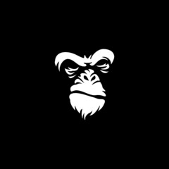 angry gorilla head logo template vector. 
Monkey face logo template vector. Ape logo template