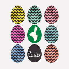 Easter card with easter eggs and easter bunny. Vector illustration.