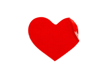 red heart shape sticker isolated on white background