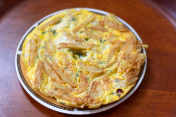 Homemade French Fries Omelet with cheese