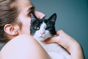 Young woman with kitten