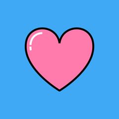 Fototapeta na wymiar Pink heart line vector icon isolated on blue background.