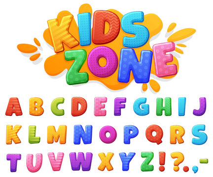 Beautiful colored cheerful children's font. Chubby brightly colored letters.