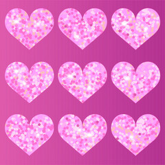 Fototapeta na wymiar glitter pink hearts