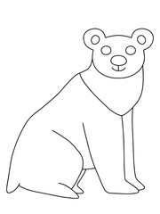 Funny doodle hand drawn polar bear stock vector illustration. Simple black and white outline illustration of arctic circle animal. Happy Polar Bear Day childish illustration for printing and colouring