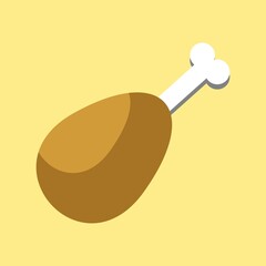 Fried chicken, fried chicken leg, stock illustration. Vector icon on a colored background.