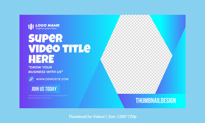 Editable Thumbnail design vector for social media platforms usable in all videos Editable Premium Vector, Customizable Thumbnails template for promote videos thumbnail design	
