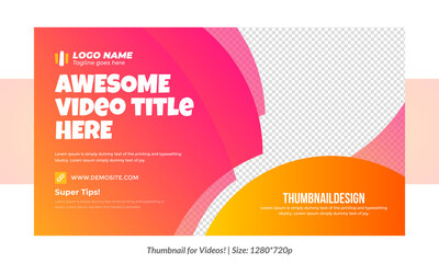 Editable Thumbnail for videos and all social platforms usable in your all videos Editable Premium Vector, Customizable Thumbnails fully customizable awesome gradient thumbnail for videos	