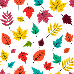 Autumnal seamless patterns. Cute Leaf fall
