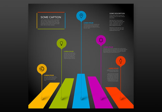 Dark Bar Chart Infographic Layout with Droplet Pointers