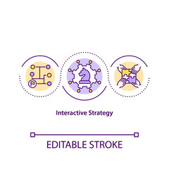 Interactive strategy concept icon. Strategic marketing plan idea thin line illustration. Strategy is the art of creating value. Vector isolated outline RGB color drawing. Editable stroke