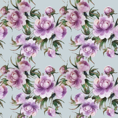  Seamless pattern red peonies