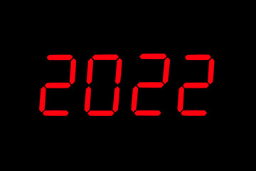 The dial of the electronic clock which shows the year 2022