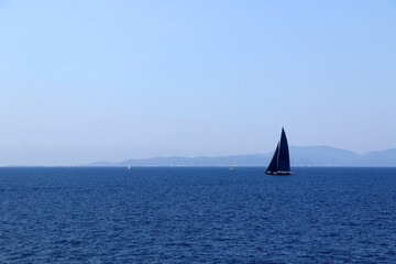 Sailing boat in Croatia. Beautiful Mediterranean landscape.