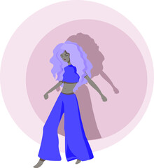 Vector image of a lilac long-haired girl 