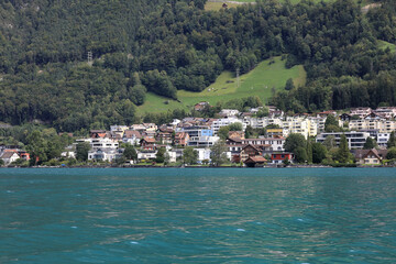 Fototapeta na wymiar Municipality of Fluelen as seen from the lake