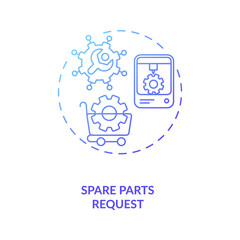 Spare parts request concept icon. M2M communication type idea thin line illustration. Ordering replacement parts automatically. Improving life quality. Vector isolated outline RGB color drawing