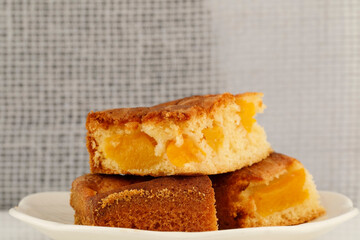 Three portions of peach pie