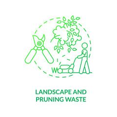 Landscape and pruning waste concept icon. Organic waste type idea thin line illustration. Green refuse. Yard trimming waste. Shrubs and bushes trimmings. Vector isolated outline RGB color drawing