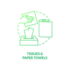 Tissues and paper towels concept icon. Food-spoiled paper waste idea thin line illustration. Softness, cleaning, absorption. Deforestation, waste problem. Vector isolated outline RGB color drawing