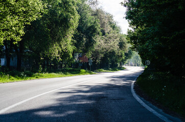 Obraz premium Asphalted road to the Danube river in Petrovaradin, Novi Sad, Serbia 