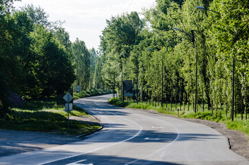 Asphalted road to the Danube river in Petrovaradin, Novi Sad, Serbia 