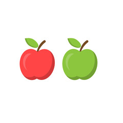 Fresh apple fruits with leaf. cartoon illustration